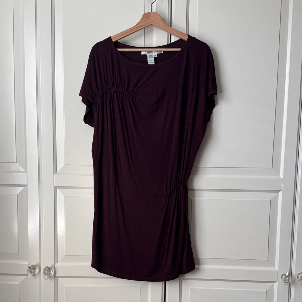 Studio M Deep Plum Short Sleeve Tunic Top